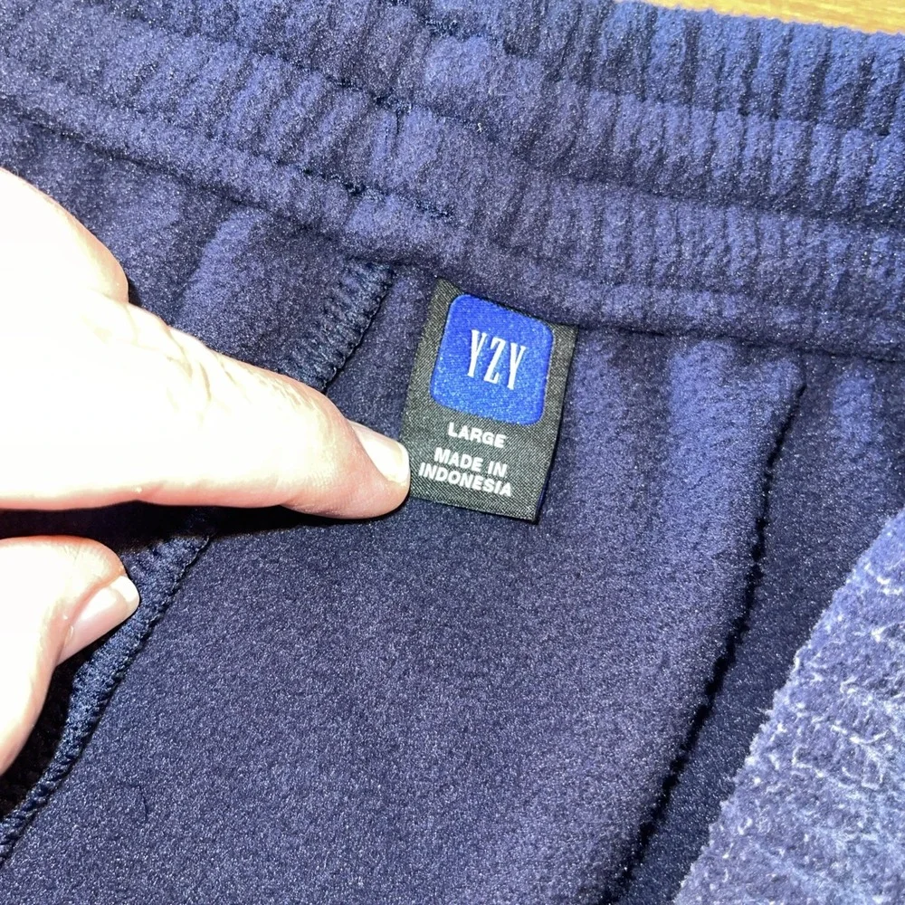 Yeezy Gap Sweatpants Men Large Navy Blue Fleece‎ Pockets Zip Ankle Elastic Waist